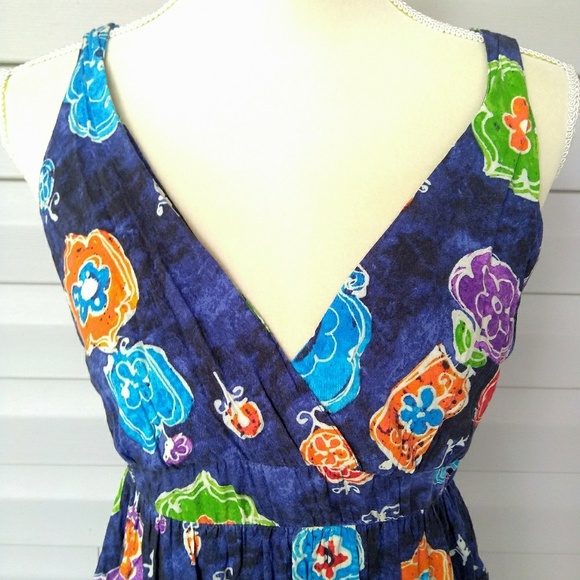 Jams World Sum Dress Blue V neck sz M floral - Picture 5 of 8